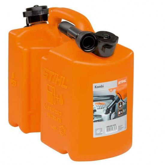 კანისტრა კომბინირებული Stihl 0000-881-0111 5+3 ლ ავტო მაღაზია, ავტო აქსესუარები Stihl 0000-881-0111 განკუთვნილია ჯაჭვური ბენზოხერხის ბენზინისთვის და ზეთისთვის. კანისტრა კომბინირებული Stihl 0000-881-0111 5 plus3 ლ
