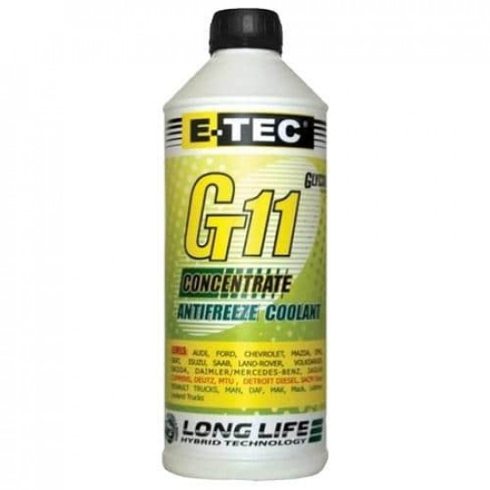 ანტიფრიზი E-TEC Glycsol Gt11 ლურჯი 1.5 ლ ავტო მაღაზია, ავტო აქსესუარები ტექნიკური მახასიათებლები: • მწარმოებელი: E-TEC ფიზიკური პარამეტრები: • ფერი: ლურჯი • ტიპი: G11 • განზავება (კონცენტრატი:წყალი): -38°C: 1:1, -31°C: 3:4 • მოცულობა: 1. ანტიფრიზი E-TEC Glycsol Gt11 ლურჯი 1.5 ლ