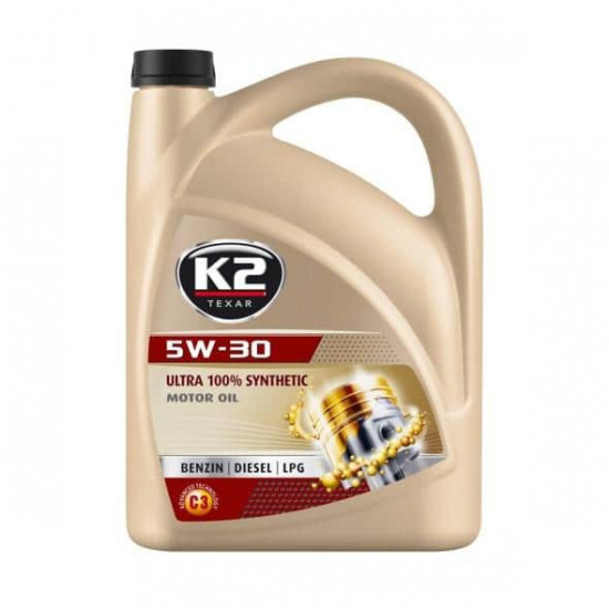 ძრავის ზეთი K2 Ultra 100% Synthetic 5W-30 5 ლ ავტო მაღაზია, ზეთები და დანამატები ძრავის ზეთი K2 Ultra 100% Synthetic 5W-30 5 ლ (O33V0005) K2 O33V0005 არის სინთეთიკური ზეთი, რომელიც უზრუნველყოფს ძრავის ეფექტურ დაცვას ცვეთისგან. ძრავის ზეთი K2 Ultra 100% Synthetic 5W-30 5 ლ