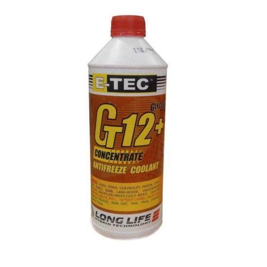 ანტიფრიზი E-TEC Glycsol Gt12+ წითელი 1.5 ლ ავტო მაღაზია, ავტო აქსესუარები ტექნიკური მახასიათებლები: • მწარმოებელი: E-TEC ფიზიკური პარამეტრები: • ფერი: წითელი • ტიპი: G12+ • განზავება (კონცენტრატი:წყალი): -38°C: 1:1, -31°C: 3:4 • მოცულობა: 1. ანტიფრიზი E-TEC Glycsol Gt12 plus წითელი 1.5 ლ