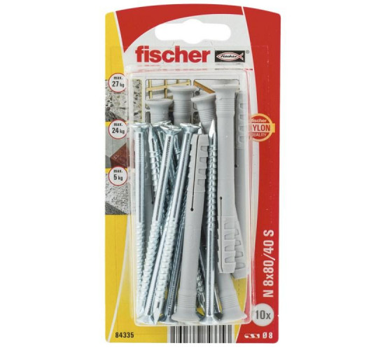 დიუბელი სჭვალით Fischer N8x80/40 S 10 ც 84335