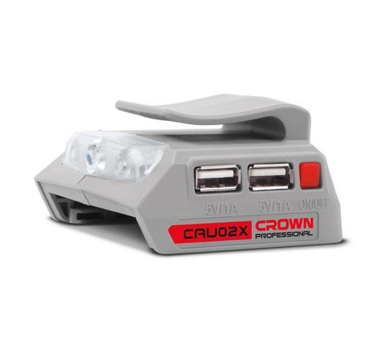 დამტენი მოწყობილობა Crown CAU02X-USB 20V