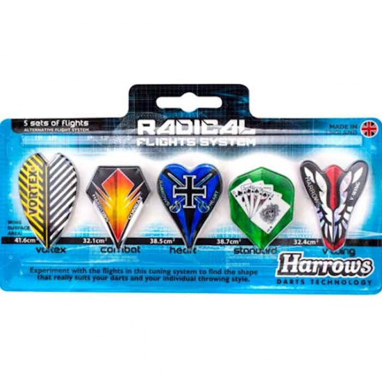 დარტსის ბუმბული HARROWS RADICAL FLIGHTS SYSTEM 5 სეტი x 3 სპორტი და ფიტნესი, სპორტი და აქსესუარები დარტსის ბუმბული HARROWS RADICAL FLIGHTS SYSTEM 5 სეტი x 3