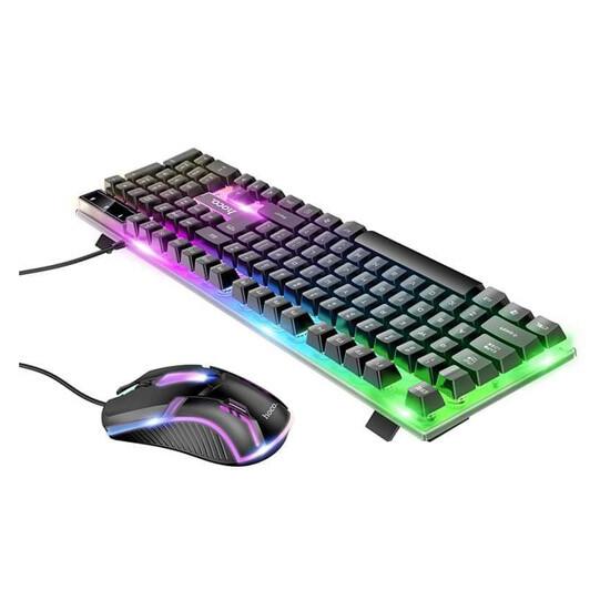 GM11 Terrific Glowing Gaming Keyboard and Mouse Set კომპიუტერული ტექნიკა, კომპიუტერის აქსესუარები ბრენდი: Hoco პროდუქტის ტიპი: Gaming კავშირი: Wired ფერი: black GM11 Terrific Glowing Gaming Keyboard and Mouse Set