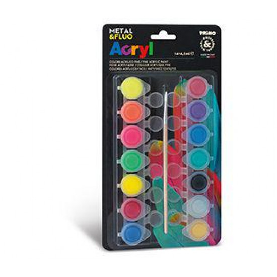 აკრილის საღებავი 14 acrylic colours x 45ml.Fluo+metal საკანცელარიო და საოფისე აკრილის საღებავი 14 acrylic colours x 45ml. აკრილის საღებავი 14 acrylic colours x 45ml.Fluo plusmetal