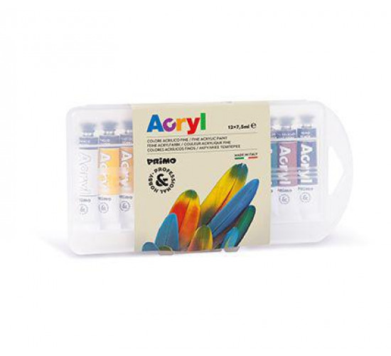 აკრილის საღებავი PP box with 12 acrylic pain tubes 75 ml