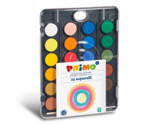 აკვარელი 24 watercolour tablets 30 mm with lid/mixing palette and 1 brush PRIMO