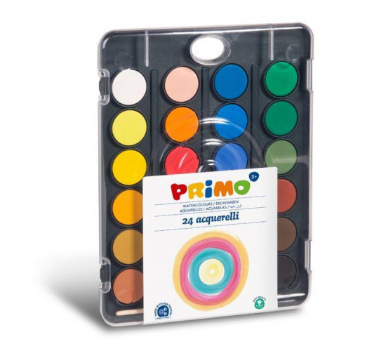აკვარელი 24 watercolour tablets 30 mm with lid mixing palette and 1 brush