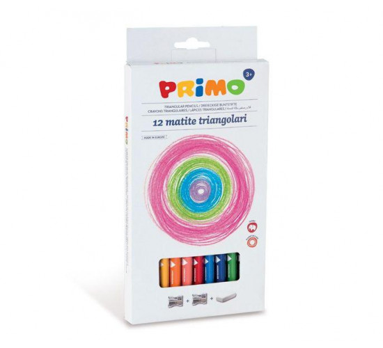 ფერადი ფანქრების შეკვრა Set with 12 Maxi coloured pencils with triangular section 518MAXITRIS12fsc PRIMO ფერადი ფანქრების შეკვრა Set with 12 Maxi coloured pencils with triangular section 518MAXITRIS12fsc PRIMO