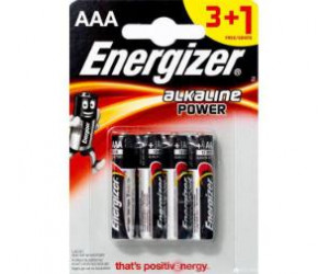 Energizer Alkaline Power AAA ელემენტი 3 plus1 ც შეკრა