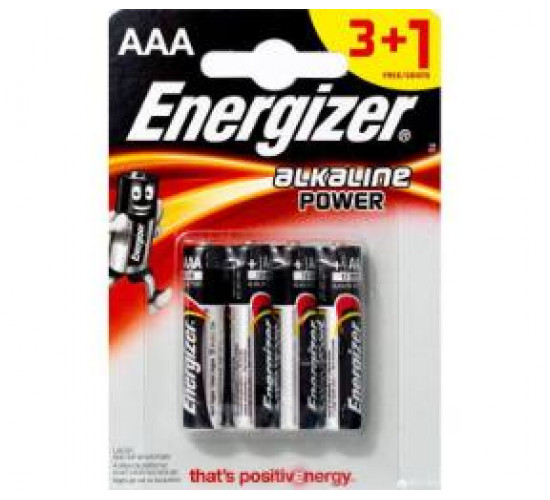 Energizer Alkaline Power AAA ელემენტი 3 plus1 ც შეკრა