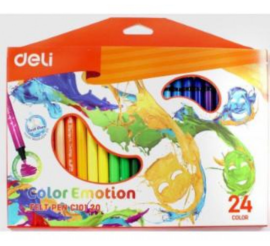 ფლომასტერების ნაკრები რბილი წვერით Deli Stationery 24 ფერი