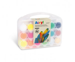 აკრილის საღებავი PP case containing 18 pots x 25 ml of acrylic paint plus 2 canvas boards. 416TB18ASP