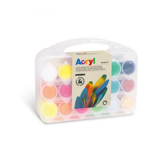 აკრილის საღებავი PP case containing 18 pots x 25 ml of acrylic paint + 2 canvas boards. 416TB18ASP საკანცელარიო და საოფისე აკრილის საღებავი PP case containing 18 pots x 25 ml of acrylic paint + 2 canvas boards. აკრილის საღებავი PP case containing 18 pots x 25 ml of acrylic paint plus 2 canvas boards. 416TB18ASP