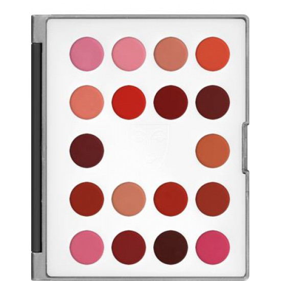 LIP ROUGE MINI-PALETTE 18 COLORS სუნამო და კოსმეტიკა Lip Rouge in classy Kryolan mini-palette with 18 colors. LIP ROUGE MINI-PALETTE 18 COLORS