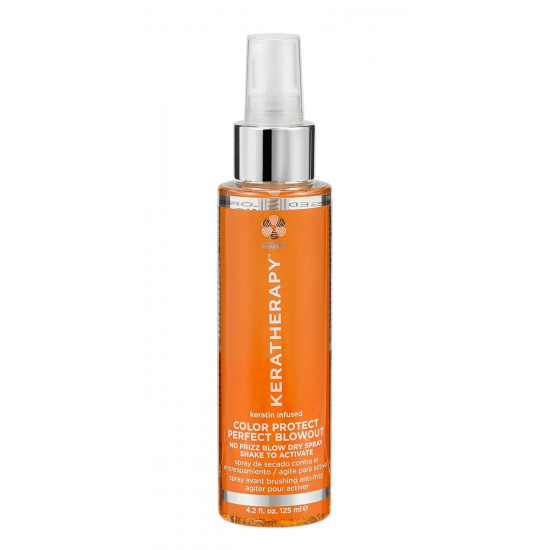 KERATHERAPY KERATIN INFUSED COLOR PROTECT PERFECT BLOWOUT სუნამო და კოსმეტიკა BENEFITS Weightless styling spray that dramatically reduces blow dry time and eliminates frizz. KERATHERAPY KERATIN INFUSED COLOR PROTECT PERFECT BLOWOUT