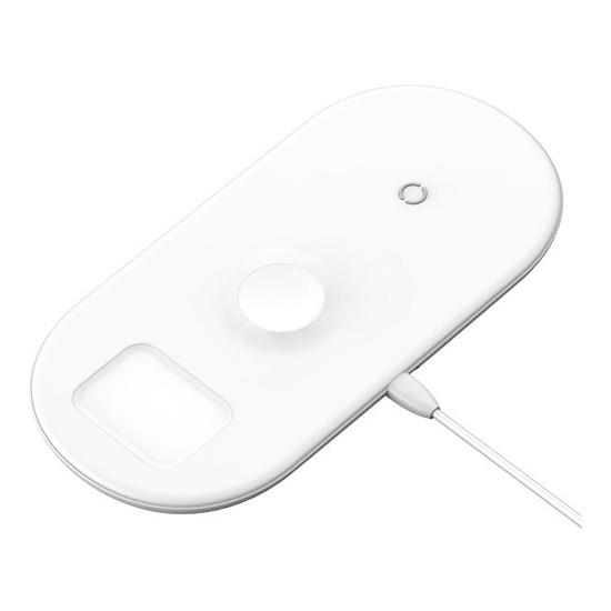 Smart 3in1 Wireless Charger For iPhone Apple Watch Airpods 18W მობილურის აქსესუარები, ტელეფონები ბრენდი: Baseus ამპერაჟი: 2A ფერი: white Smart 3in1 Wireless Charger For iPhone Apple Watch Airpods 18W