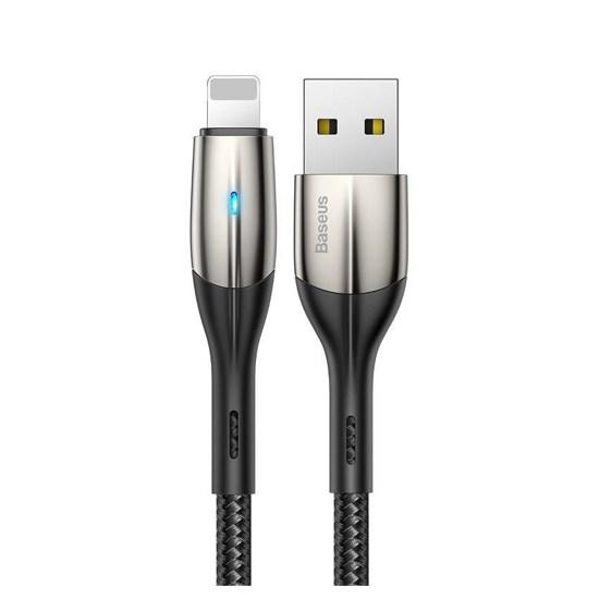 Horizontal Data Cable With An Indicator Lamp Lightning 1m მობილურის აქსესუარები, ტელეფონები ბრენდი: Baseus კაბელის ტიპი: male-female კონექტორები: Lightning-USB სიგრძე: 1000mm ტიპი: Cable ფერი: Black Horizontal Data Cable With An Indicator Lamp Lightning 1m