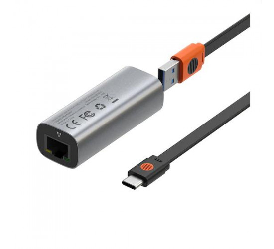 Steel Cannon Series USB A And Type-C Bidirectional Gigabit LAN Adapter CAHUB-AF0G Dark