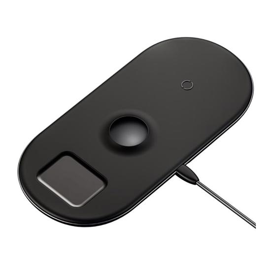Smart 3in1 Wireless Charger For iPhone Apple Watch Airpods 18W WX3IN1-C01 მობილურის აქსესუარები, ტელეფონები ბრენდი: Baseus ამპერაჟი: 2A ფერი: black Smart 3in1 Wireless Charger For iPhone Apple Watch Airpods 18W WX3IN1-C01