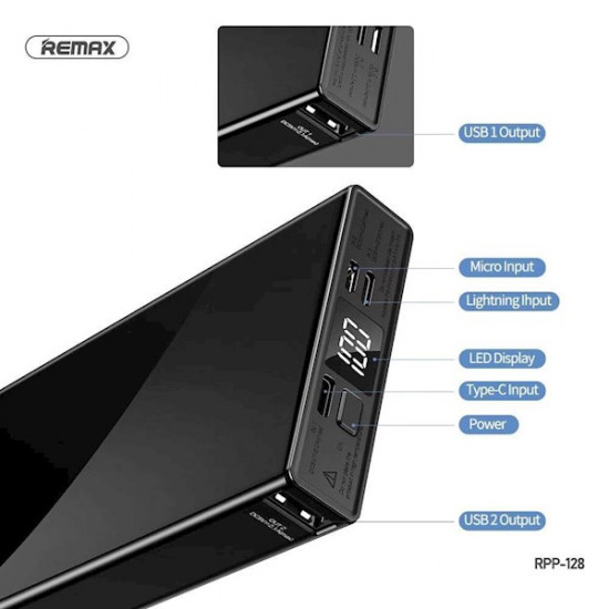 Janlon Series 20000mAh 2USB Power Bank RPP-128 Black კვების ბლოკის მოცულობა: 20000 mAh Rated მოცულობა: 12500 mAh გამომავალი დენი: 5V-2. Janlon Series 20000mAh 2USB Power Bank RPP-128 Black