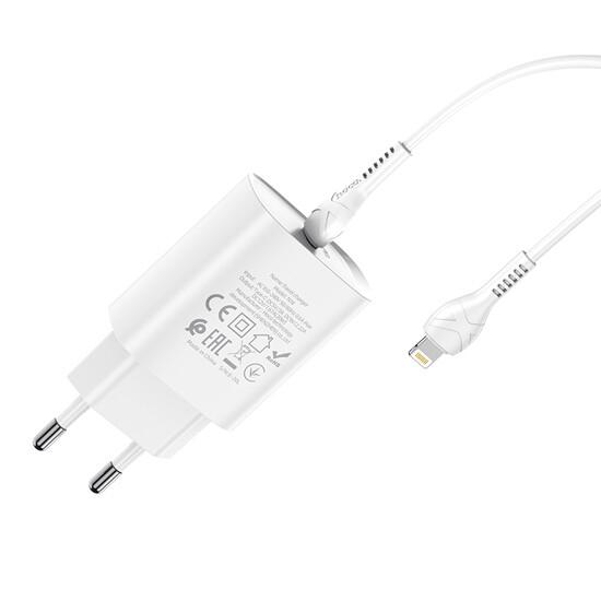 Smart Charging Single Port PD20W Sharger Set Type-C to Lightning N14 EU მობილურის აქსესუარები, ტელეფონები კომპლექტაცია: Adapter ბრენდი: Hoco ამპერაჟი: 2. Smart Charging Single Port PD20W Sharger Set Type-C to Lightning N14 EU