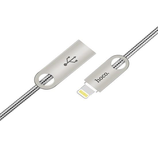 Metal Charging Cable Apple iPhone 6/7 U8 1m მობილურის აქსესუარები, ტელეფონები ბრენდი: Hoco კაბელის ტიპი: male-male კონექტორები: Lightning-USB სიგრძე: 1000mm ტიპი: Cable ფერი: Silver Metal Charging Cable Apple iPhone 6-7 U8 1m