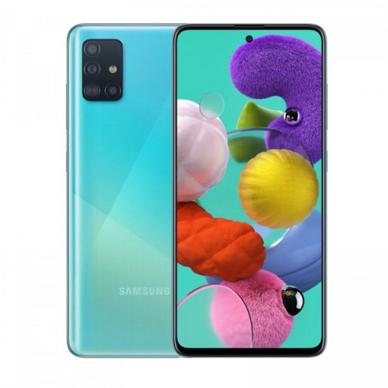 Samsung Galaxy A51 128GB BLUE SM-A515FZBWCAU მობილური ტელეფონი, ტელეფონები სტანდარტი• 2G: GSM 850/900/1800/1900• 3G: HSDPA 800/850/900/1700(AWS)/1900/2100• 4G: LTE• SIM ბარათის რაოდენობა: 2• SIM ბარათის ტიპი: Nano-SIMეკრანი• დიაგონალი: 6. Samsung Galaxy A51 128GB BLUE SM-A515FZBWCAU