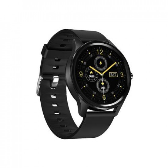 Smart watch TKY-DT55 Black სმარტ საათები, ტელეფონები სახეობა: საათი-ტელეფონი; პროგრამული პლატფორმა: Android, iOS; კორპუსის მასალა: მეტალი; კორპუსის ფერი: შავი; სამაჯურის მასალა: ტყავი (ხელოვნური); ეკრანი: TFT; სენსორული ეკრანი - კი; ეკრანის ზომა: 1. Smart watch TKY-DT55 Black