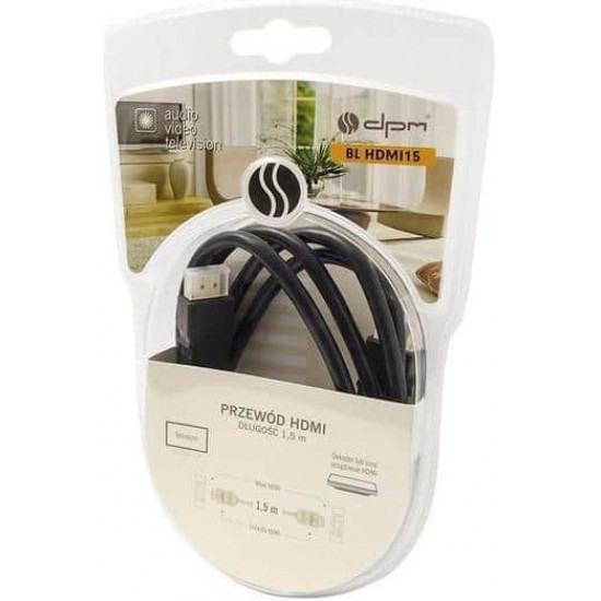 სადენი HDMI DPM BLHDMI15 5 Gb-s gold-plated 1.5 მ ელექტრო აქსესუარები, წვრილი ტექნიკა DPMSolid Limited Sp. სადენი HDMI DPM BLHDMI15 5 Gb-s gold-plated 1.5 მ