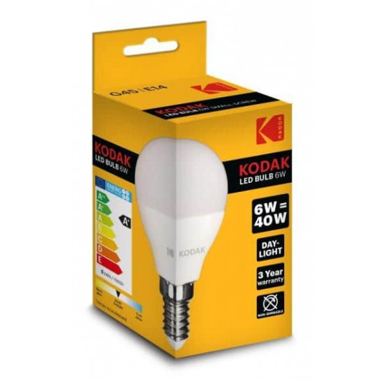 შუქდიოდური ნათურა Kodak 6W E14 30415799-B ელექტრო აქსესუარები, წვრილი ტექნიკა შუქდიოდური ნათურა Kodak 6W E14 30415799/B ეს არის ხარისხიანი ნათურა, რომელსაც გააჩნია დაბალი ენერგომოხმარება და 25000 საათიანი სამუშაო რესურსი. შუქდიოდური ნათურა Kodak 6W E14 30415799-B
