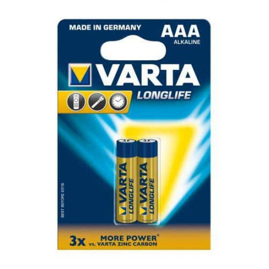 ელემენტი VARTA Alkaline Long Life AAA 1.5 V 2 ც ელექტრო აქსესუარები, წვრილი ტექნიკა ელემენტი VARTA Alkaline Long Life AAA 1. ელემენტი VARTA Alkaline Long Life AAA 1.5 V 2 ც