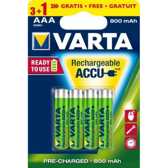 აკუმულატორი VARTA ACCU AAA 800 mAh NiMH 3 plus1 ც ელექტრო აქსესუარები, წვრილი ტექნიკა body{margin:0;padding:8px;overflow:auto;width:100%;height:100%;} p{line-height:1. აკუმულატორი VARTA ACCU AAA 800 mAh NiMH 3 plus1 ც