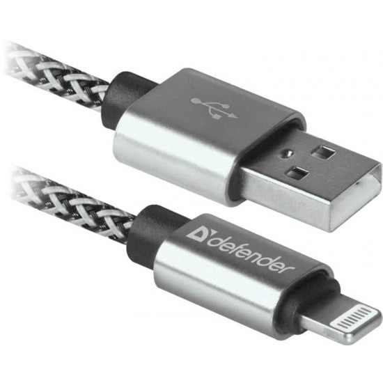 USB კაბელი 87807 USB 2.0 (AM) - Apple Lightning (M) 1 მ ელექტრო აქსესუარები, წვრილი ტექნიკა ტექნიკური მახასიათებლები: • მწარმოებელი: DEFENDER ფიზიკური პარამეტრები: • კაბელის სიგრძე: 1 მ • მაქსიმალური დენა: 2. USB კაბელი 87807 USB 2.0 (AM) - Apple Lightning (M) 1 მ