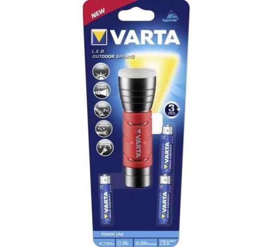 ფანარი Varta LED Outdoor Sports 3AAA ელექტრო აქსესუარები, წვრილი ტექნიკა ტექნიკური მახასიათებლები: • მწარმოებელი: Varta • სიმძლავრე: 5W • სინათლის ნაკადი: 235 ლმ • სხივის დიაპაზონი: 151 მ • 3 AAA ბატარეა დამატებითი მახასიათებლები: • განათების 2 რეჟიმი: მაღალი და დაბალი • უწყვეტი სამუშაო დრო: 35 საა ფანარი Varta LED Outdoor Sports 3AAA