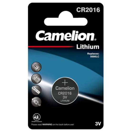 ელემენტი Lithium CR2016 3V 1 ც ელექტრო აქსესუარები, წვრილი ტექნიკა Camelion აწარმოებს მაღალხარისხიან პროდუქციას: კვების წყარო, სინათლის წყარო, სანათები. ელემენტი Lithium CR2016 3V 1 ც