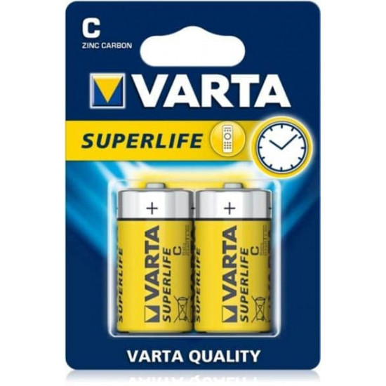 ელემენტი მარილოვანი VARTA Superlife C 1.5V 2 ც ელექტრო აქსესუარები, წვრილი ტექნიკა ელემენტი მარილოვანი VARTA Superlife C 1. ელემენტი მარილოვანი VARTA Superlife C 1.5V 2 ც