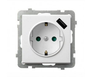 როზეტი დამიწებით Ospel GP-1RSPUSB-m-00 1 განყოფილებიანი plus USB
