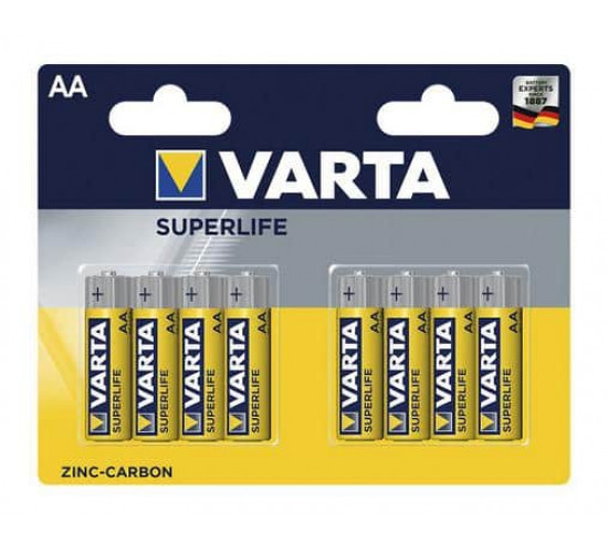 ელემენტი Varta Superlife Zinc-Carbon AA 8 ც ელექტრო აქსესუარები, წვრილი ტექნიკა Varta ელემენტები - ეს არის ენერგიის ოპტიმალური წყარო ნებისმიერი მოწყობილობისთვის, განკუთნილია ყოველდღიური გამოყენებისთვის - სათამაშოები, დისტანციური მართვის პულტები, ციფრული კამერები და სხვა მოწყობილობები. ელემენტი Varta Superlife Zinc-Carbon AA 8 ც