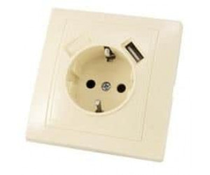 როზეტი დამიწებით plus USB TDM SQ1814-0140 1 განყოფილებიანი
