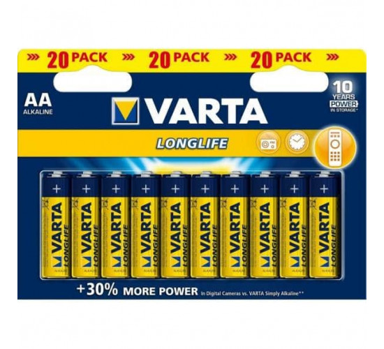 ელემენტი VARTA Alkaline AA LL 1.5 V 20 ც