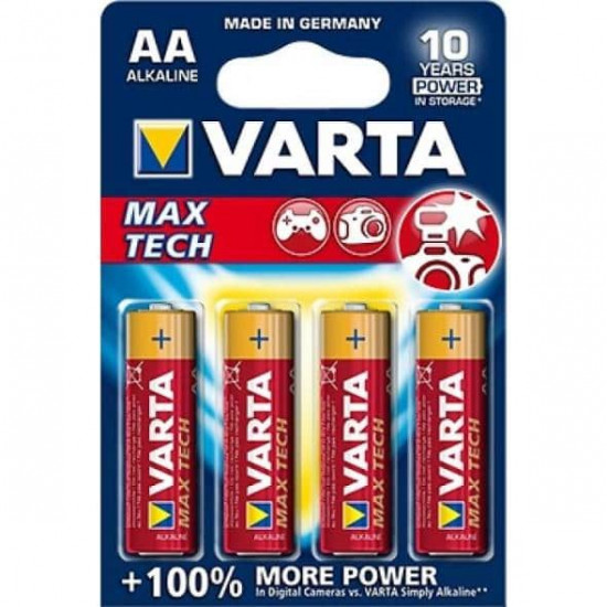 ელემენტი VARTA Alkaline Max Tech AA 1.5 V 4 ც ელექტრო აქსესუარები, წვრილი ტექნიკა ელემენტი VARTA Alkaline Max Tech AA 1. ელემენტი VARTA Alkaline Max Tech AA 1.5 V 4 ც