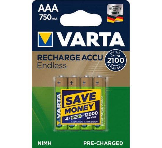 აკუმულატორი Varta Endless NiMH 750mAh AAA 4 ც