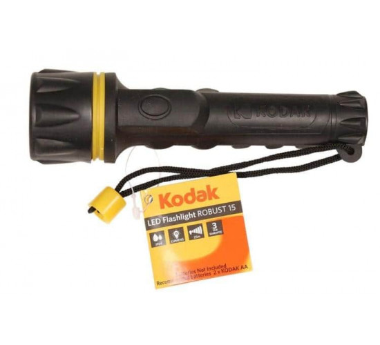 ფანარი Kodak LED FLASHLIGHT ROBUST 15lm 12CDU ელექტრო აქსესუარები, წვრილი ტექნიკა ტექნიკური მახასიათებლები: • მწარმოებელი: Kodak • სიკაშკაშე: 15 lm • ელემენტის ტიპი: 2 x AAA • განათების 3 რეჟიმი • განათების მანძილი: 25 მ ფიზიკური პარამეტრები: • დაცვა: IP64 • ზომა: 150x40 მმ • კორპუსის მასალა: პლასტ ფანარი Kodak LED FLASHLIGHT ROBUST 15lm 12CDU