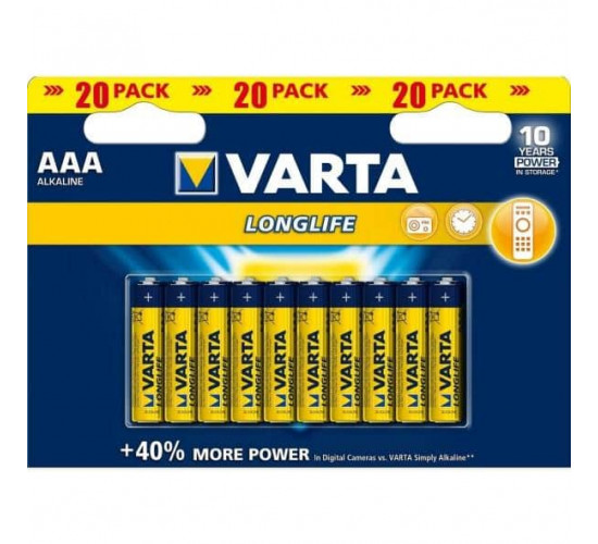 ელემენტი VARTA Alkaline AAA LL 1.5 V 20 ც