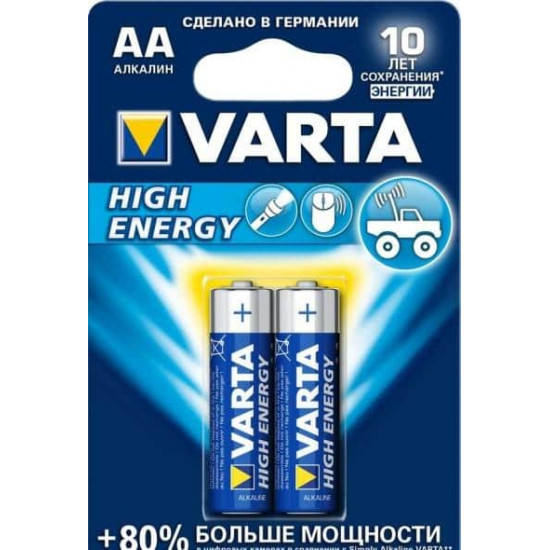 ელემენტი VARTA Alkaline High Energy AA 1.5 V 1 ც ელექტრო აქსესუარები, წვრილი ტექნიკა ელემენტი VARTA Alkaline High Energy AA 1. ელემენტი VARTA Alkaline High Energy AA 1.5 V 1 ც