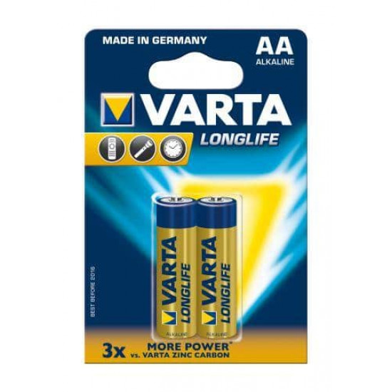 ელემენტი VARTA Alkaline Long Life AA 1.5 V 2 ც ელექტრო აქსესუარები, წვრილი ტექნიკა ელემენტი VARTA Alkaline Long Life AA 1. ელემენტი VARTA Alkaline Long Life AA 1.5 V 2 ც