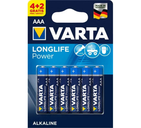 ელემენტი Varta Longlife Power Alkaline AAA 4 plus2 ც