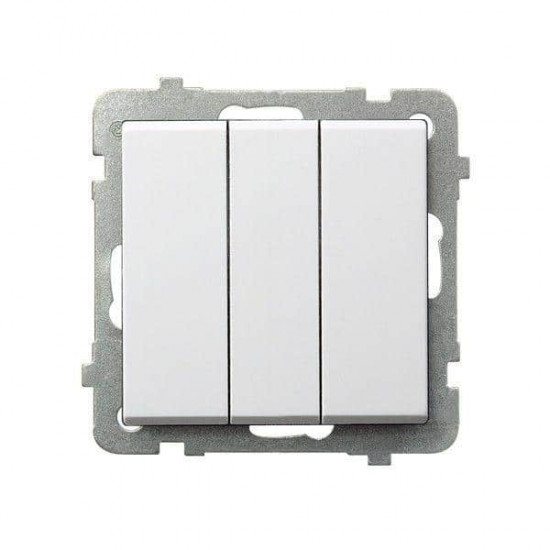 გადამრთველი Ospel13R-m-00 3 კლავიშიანი ელექტრო აქსესუარები, წვრილი ტექნიკა Ospel არის პოლონური კომპანია, რომელიც 60 წელზე მეტხანს აწარმოებს ელექტროსამონტაჟო მოწყობილობებს. გადამრთველი Ospel13R-m-00 3 კლავიშიანი