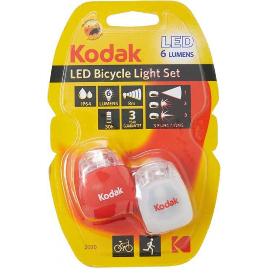 ფანარი Kodak BICYCLE LIGHT SET 6LM ელექტრო აქსესუარები, წვრილი ტექნიკა ტექნიკური მახასიათებლები: • მწარმოებელი: Kodak • ფანრის ტიპი: ველოსიპედის • სიკაშკაშე: 6 lm • განათების 3 რეჟიმი • განათების მანძილი: 8 მ ფიზიკური პარამეტრები: • დაცვა: IP64 • ელემენტის ტიპი: 2 x 2032 • მასალა: პლასტმასი • ფერი: ფანარი Kodak BICYCLE LIGHT SET 6LM